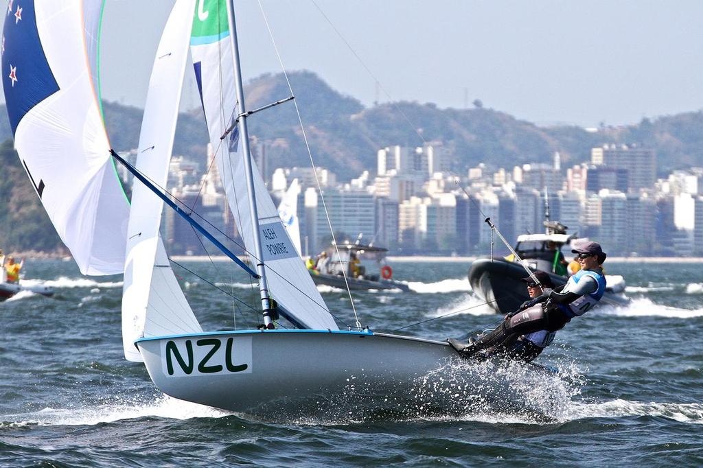 Jo Aleh and Polly Powrie about to cross the finish line and win the Silver Medal - 2016 Olympic Regatta © Richard Gladwell www.photosport.co.nz